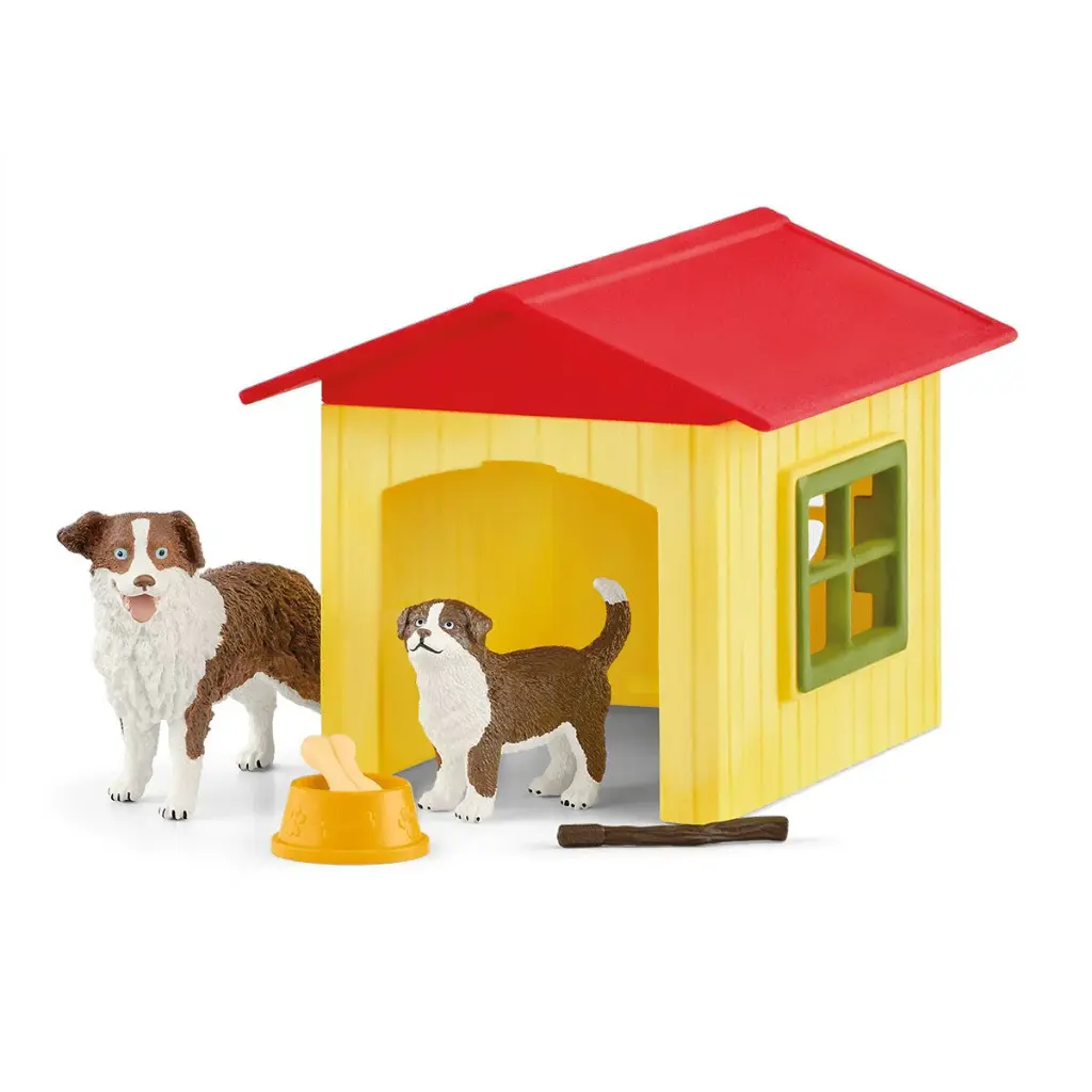 friendly dog house outside of box.webp