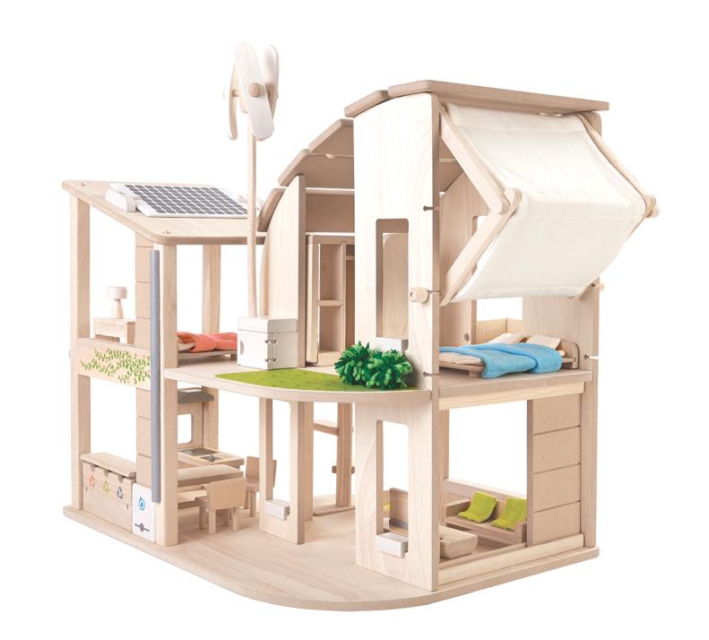 Green Dollhouse With Furniture