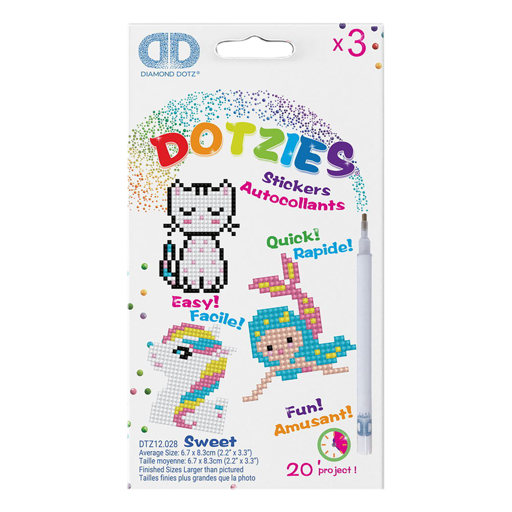 Unicorn, Kitten, Mermaid - 3 Dotzies Stickers