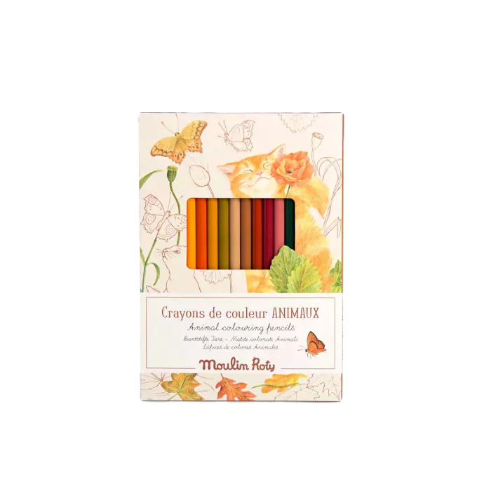 Le Jardinier 12 Animal Colouring Pencils and Cards - Moulin Roty  