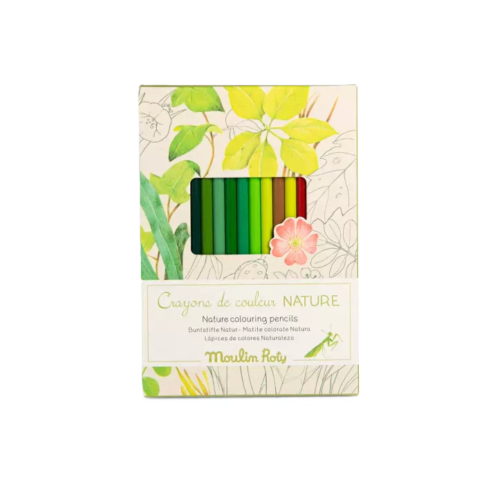 12 NATURE Colouring Pencils and Cards 