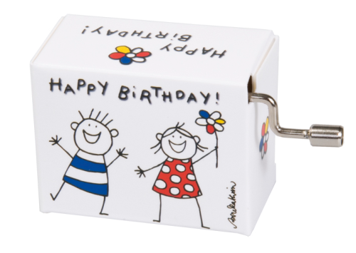 [14307] Music Box - Happy Birthday with Boy & Girl Art