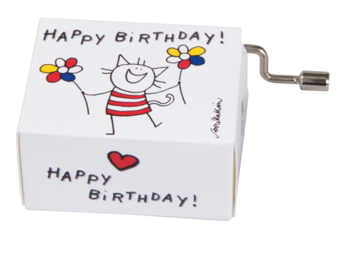 [13388] Music Box - Happy Birthday with Cat Art