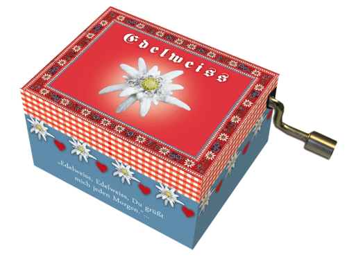 [14308] Music Box - Edelweiss with Flower Art