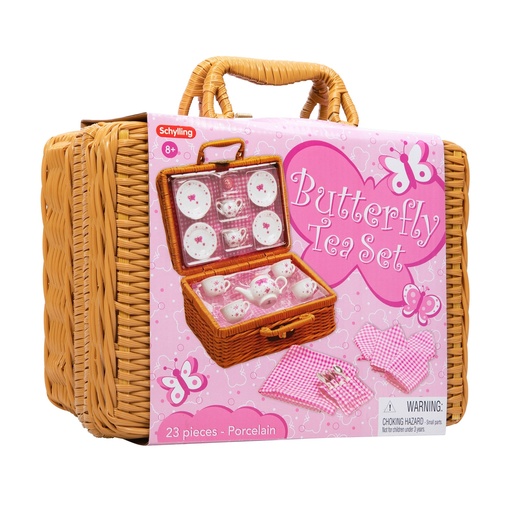 [16647] Butterfly Tea Set Basket