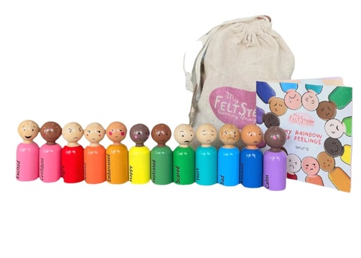 [15509] Rainbow Feeling Peg Dolls, 12 Set, Multi Skin Toned