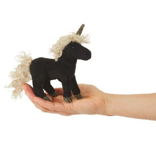 [13844] Mini Black Unicorn Finger Puppet