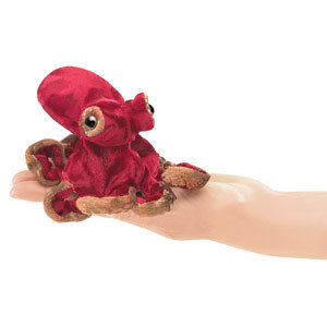 [8452] Mini Red Octopus Finger Puppet