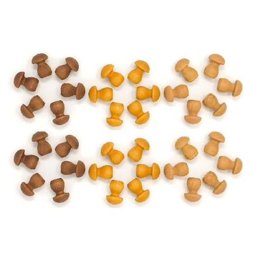 [13705] Wood Mandala Mushrooms, browns (36pcs)