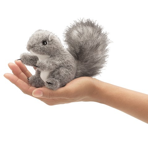 [6525] Mini Gray Squirrel Finger Puppet