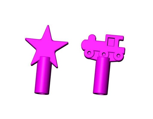 [8741] Pink Shapes Pencil Toppers - Chew STIXX