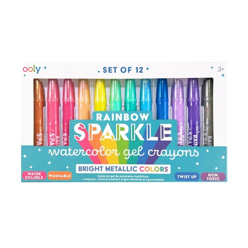 [19278] Rainbow Sparkle Metallic Watercolor Gel Crayons - Set of 12