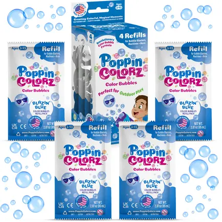 [19999] PoppinColorz Blazin Blue Color Bubbles - 4-pack Refills
