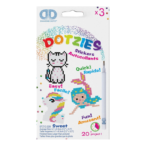 [20967] Unicorn, Kitten, Mermaid - 3 Dotzies Stickers
