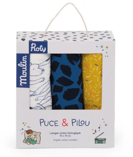 [21287] Muslin Squares x 3 - Moulin Roty   